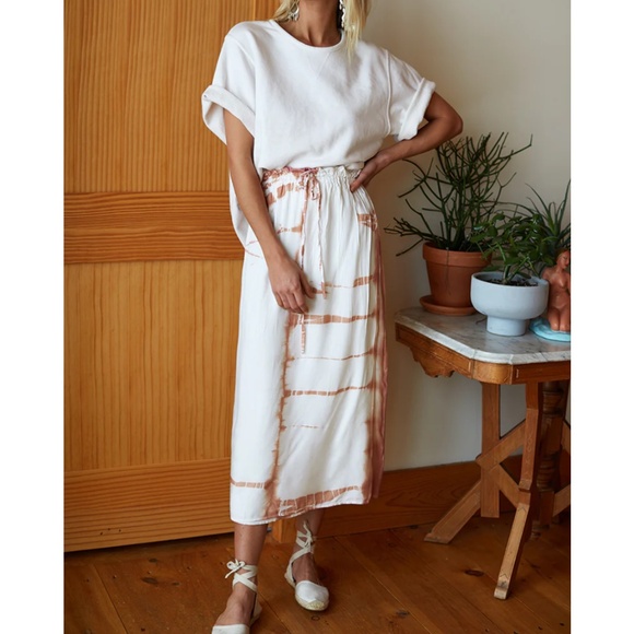 Emerson Fry DRAWSTRING SKIRT - TIE DYE TERRACOTTA Size S - Picture 2 of 12